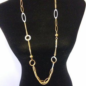 White and gold tone necklace and earring set